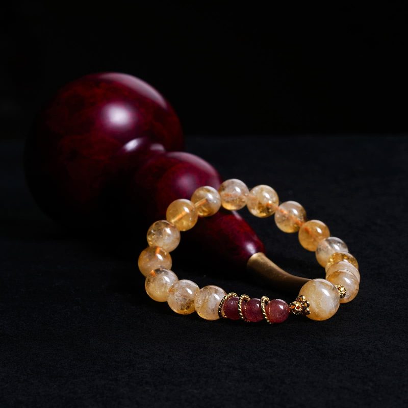 Pyramidal Citrine × Strawberry Quartz Bracelet