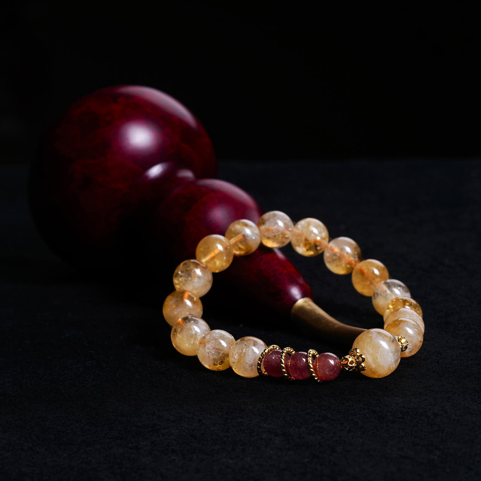 Pyramidal Citrine × Strawberry Quartz Bracelet