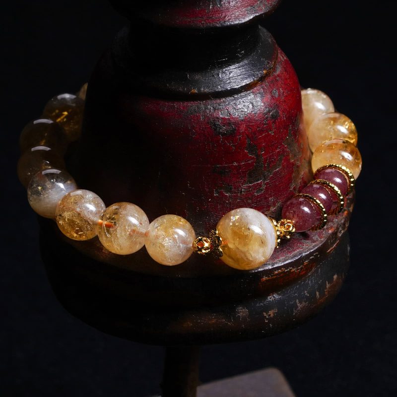 Pyramidal Citrine × Strawberry Quartz Bracelet