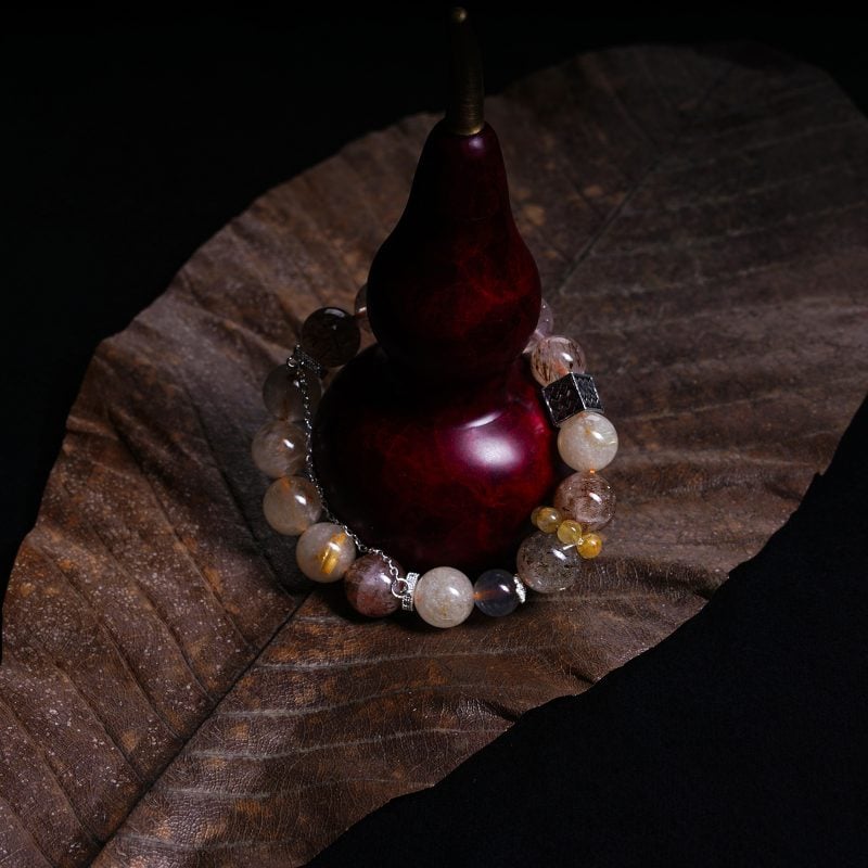 Black Gold · Rutilated · Amethyst · Gray Moonstone Bracelet