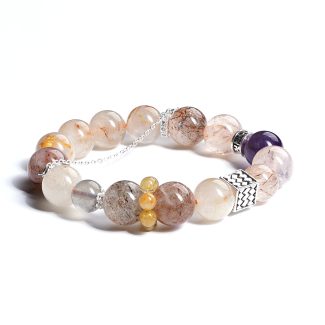 Black Gold · Rutilated · Amethyst · Gray Moonstone Bracelet