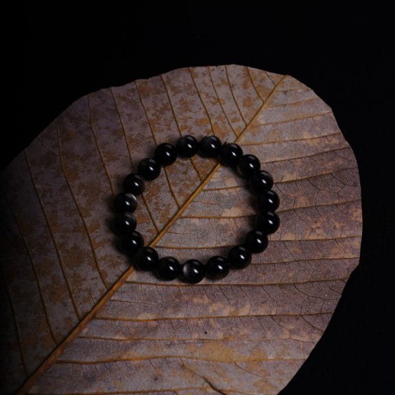 double-eye silver luster Obsidian bracelet