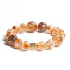 Abundance Trinity Bracelet - 11mm Pyramidal Citrine + 14mm Golden Rutilated + 14mm Black Gold Amethyst