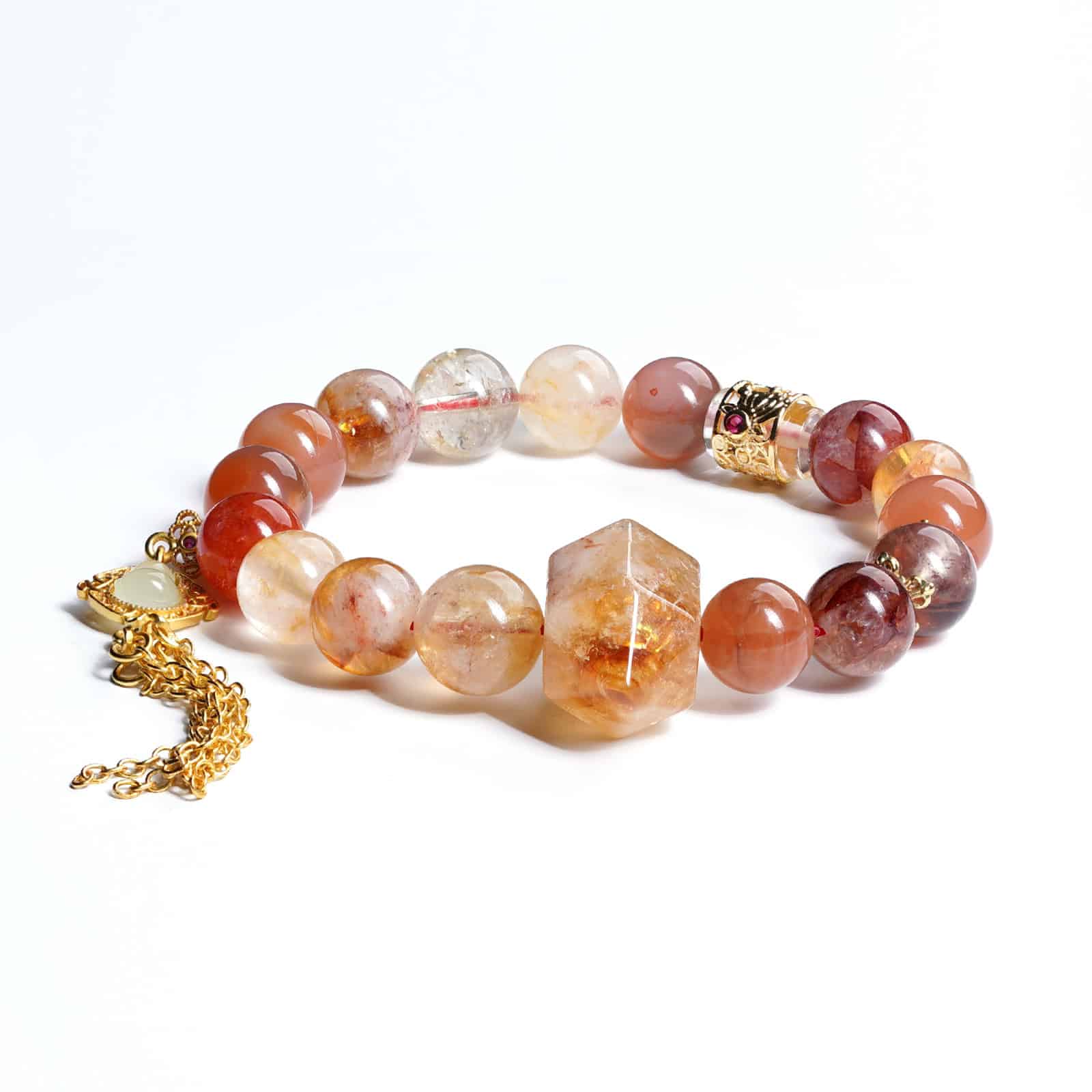 Yellow tower crystal, Southern red agate, red jelly flower, and white crystal