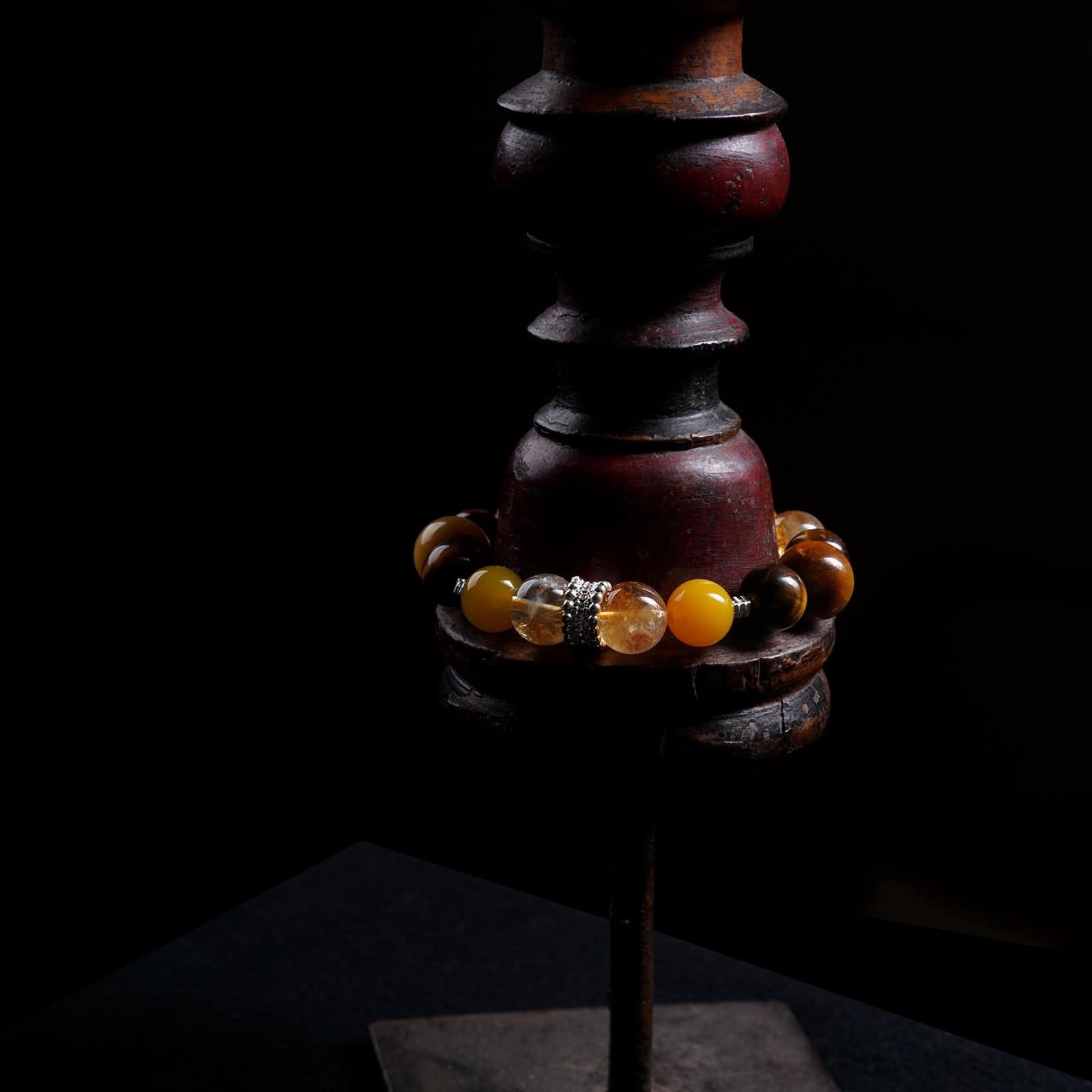 Tiger Eye·Band Agate·Pyramid·Gold Tiger·Yellow Agate Bracelet