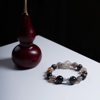 Black Gold/Grey Agate/Silver Obsidian/Smoky Bracelet