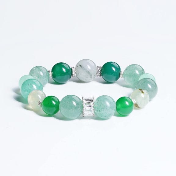 Green Rutilated·Moss Agate·Green Strawberry·Chalcedony·Prase Bracelet