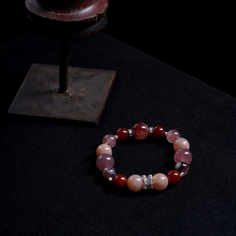 Red Agate&Strawberry&Sunstone&Rutilated Bracelet